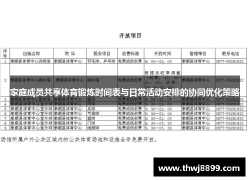 家庭成员共享体育锻炼时间表与日常活动安排的协同优化策略